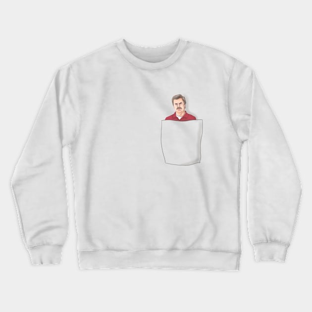 Ron Swanson in a pocket Crewneck Sweatshirt by geckolir